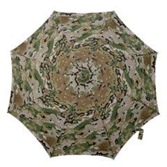 Wood Camouflage Military Army Green Khaki Pattern Hook Handle Umbrellas (medium) by snek