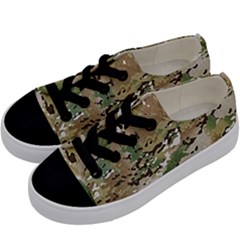 Wood Camouflage Military Army Green Khaki Pattern Kids  Low Top Canvas Sneakers by snek