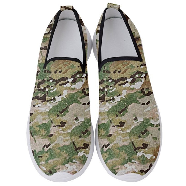 Wood camouflage military army green khaki pattern Men s Slip On Sneakers