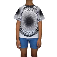 Mandala Calming Coloring Page Kids  Short Sleeve Swimwear by Pakrebo