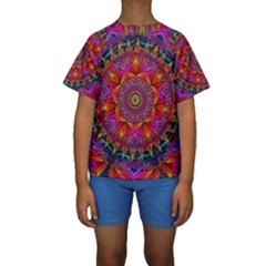 Kaleidoscope Pattern Ornament Kids  Short Sleeve Swimwear by Pakrebo