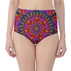 Kaleidoscope Pattern Ornament Classic High-waist Bikini Bottoms by Pakrebo