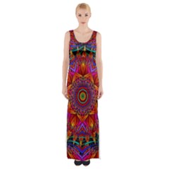 Kaleidoscope Pattern Ornament Maxi Thigh Split Dress by Pakrebo