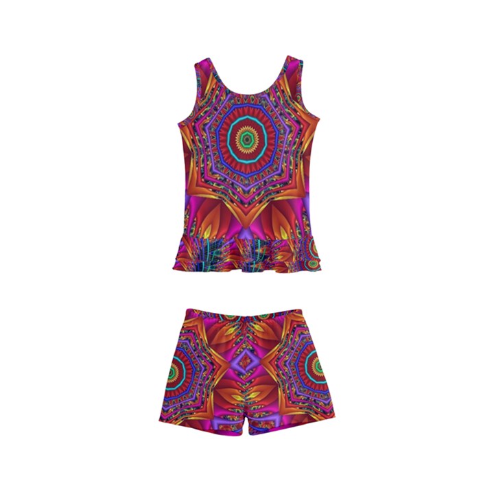 Kaleidoscope Pattern Ornament Kids  Boyleg Swimsuit