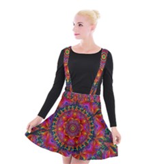 Kaleidoscope Pattern Ornament Suspender Skater Skirt by Pakrebo