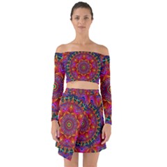 Kaleidoscope Pattern Ornament Off Shoulder Top With Skirt Set by Pakrebo