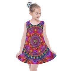 Kaleidoscope Pattern Ornament Kids  Summer Dress by Pakrebo