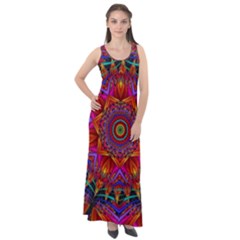 Kaleidoscope Pattern Ornament Sleeveless Velour Maxi Dress