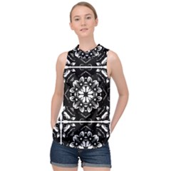 Kaleidoscope Mandala Art High Neck Satin Top