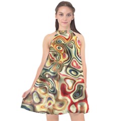 Abstract Background Pattern Art Halter Neckline Chiffon Dress  by Pakrebo