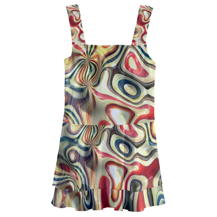 Abstract Background Pattern Art Kids  Layered Skirt Swimsuit