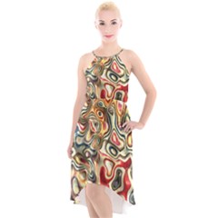 Abstract Background Pattern Art High-low Halter Chiffon Dress  by Pakrebo