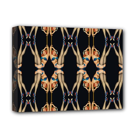 Kaleidoscope Symmetry Pattern Girls Deluxe Canvas 16  X 12  (stretched)  by Pakrebo