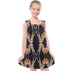 Kaleidoscope Symmetry Pattern Girls Kids  Cross Back Dress by Pakrebo