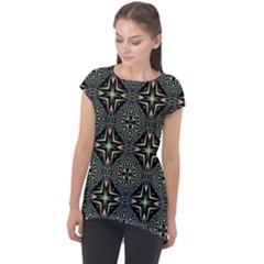 Kaleidoscope Pattern Seamless Cap Sleeve High Low Top