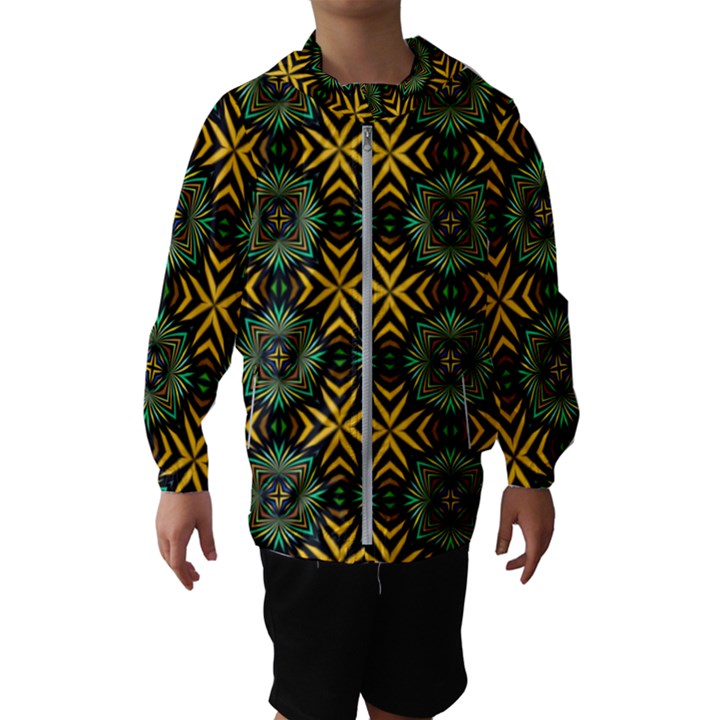 Kaleidoscope Pattern Seamless Hooded Windbreaker (Kids)