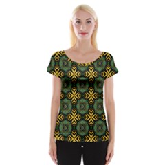 Kaleidoscope Pattern Seamless Cap Sleeve Top by Pakrebo