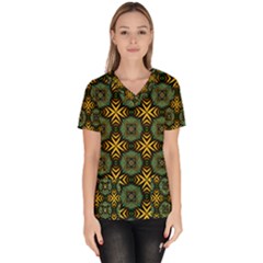 Kaleidoscope Pattern Seamless Women s V-neck Scrub Top by Pakrebo