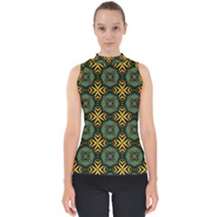 Kaleidoscope Pattern Seamless Mock Neck Shell Top by Pakrebo