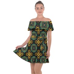 Kaleidoscope Pattern Seamless Off Shoulder Velour Dress