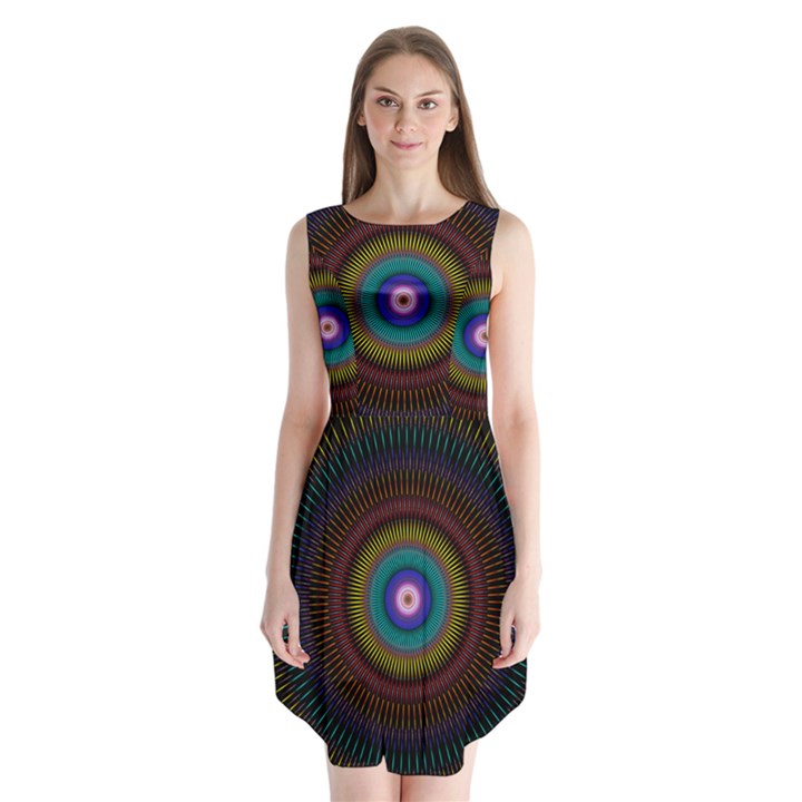 Artskop Kaleidoscope Pattern Sleeveless Chiffon Dress  