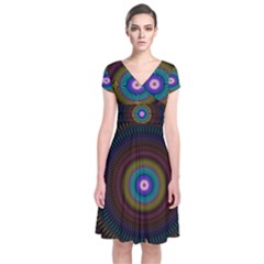 Artskop Kaleidoscope Pattern Short Sleeve Front Wrap Dress by Pakrebo