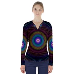 Artskop Kaleidoscope Pattern V-neck Long Sleeve Top by Pakrebo