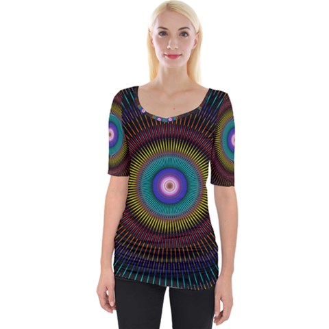 Artskop Kaleidoscope Pattern Wide Neckline Tee by Pakrebo