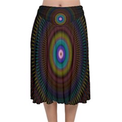 Artskop Kaleidoscope Pattern Velvet Flared Midi Skirt by Pakrebo