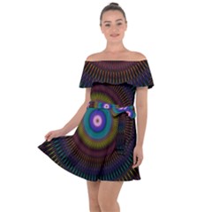 Artskop Kaleidoscope Pattern Off Shoulder Velour Dress by Pakrebo