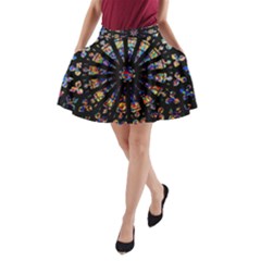 Church Stained Glass Windows Colors A-line Pocket Skirt by Pakrebo