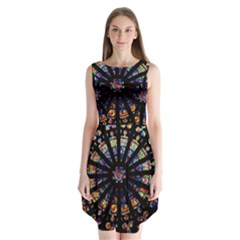 Church Stained Glass Windows Colors Sleeveless Chiffon Dress   by Pakrebo