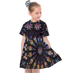 Church Stained Glass Windows Colors Kids  Sailor Dress by Pakrebo