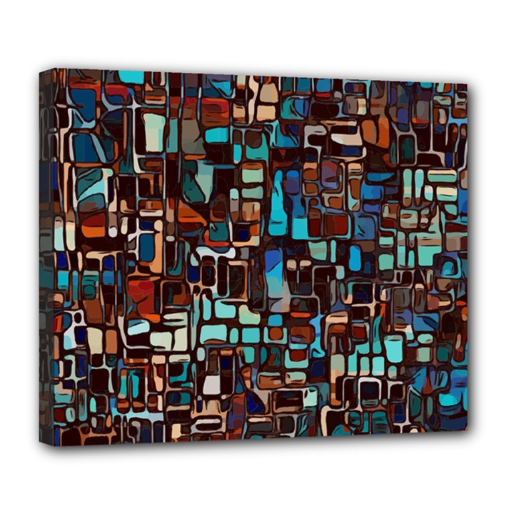 Stained Glass Mosaic Abstract Deluxe Canvas 24  x 20  (Stretched)