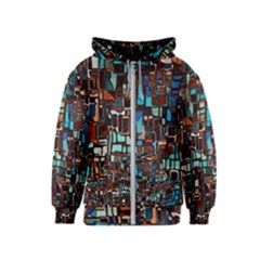 Stained Glass Mosaic Abstract Kids  Zipper Hoodie by Pakrebo