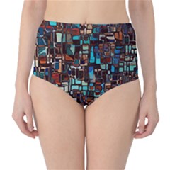 Stained Glass Mosaic Abstract Classic High-waist Bikini Bottoms by Pakrebo