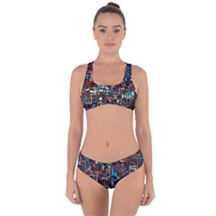 Stained Glass Mosaic Abstract Criss Cross Bikini Set by Pakrebo