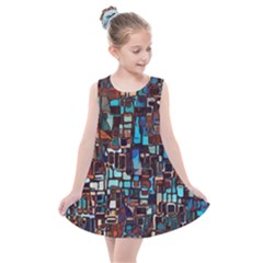 Stained Glass Mosaic Abstract Kids  Summer Dress by Pakrebo