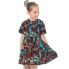 Stained Glass Mosaic Abstract Kids  Sailor Dress by Pakrebo