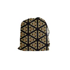 Pattern Stained Glass Triangles Drawstring Pouch (small) by Pakrebo