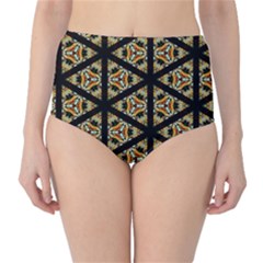 Pattern Stained Glass Triangles Classic High-waist Bikini Bottoms by Pakrebo