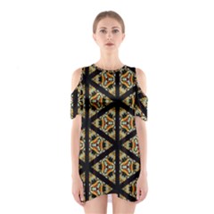 Pattern Stained Glass Triangles Shoulder Cutout One Piece Dress by Pakrebo