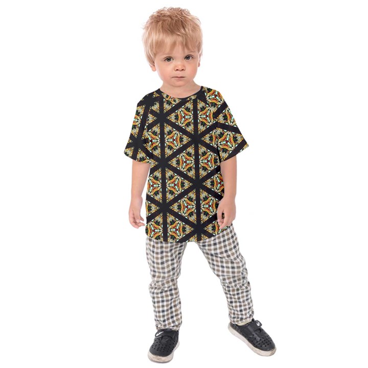 Pattern Stained Glass Triangles Kids  Raglan Tee