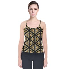 Pattern Stained Glass Triangles Velvet Spaghetti Strap Top by Pakrebo