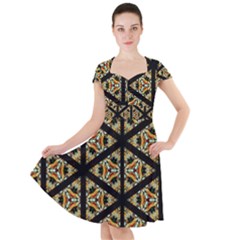 Pattern Stained Glass Triangles Cap Sleeve Midi Dress by Pakrebo