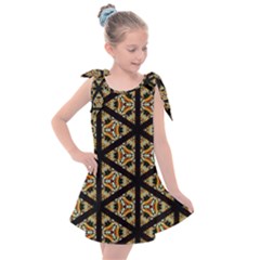 Pattern Stained Glass Triangles Kids  Tie Up Tunic Dress by Pakrebo