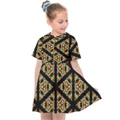 Pattern Stained Glass Triangles Kids  Sailor Dress by Pakrebo