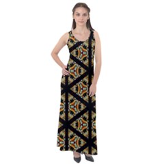 Pattern Stained Glass Triangles Sleeveless Velour Maxi Dress