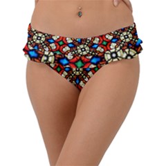 Stained Glass Pattern Texture Face Frill Bikini Bottom