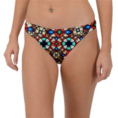 Stained Glass Pattern Texture Face Band Bikini Bottom by Pakrebo